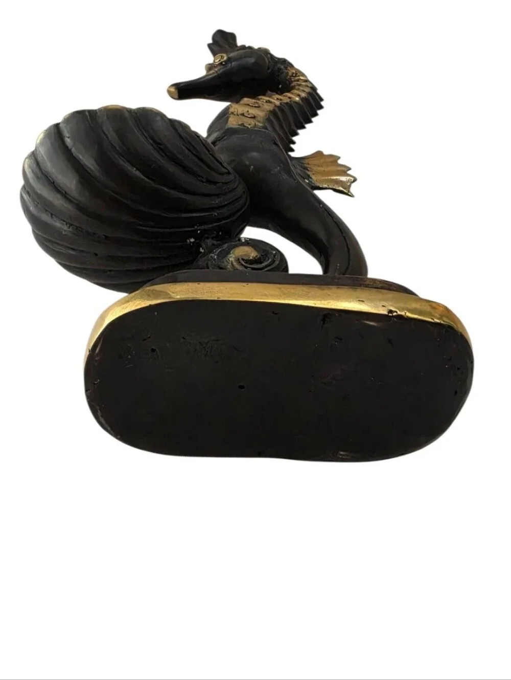 Vintage Cast Brass Seahorse Tealight & Trinket Dish Coastal Vanity Set